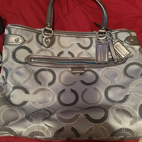 COACH POPPY OPT ART GLAM TOTE BAG - Picture 1 of 6